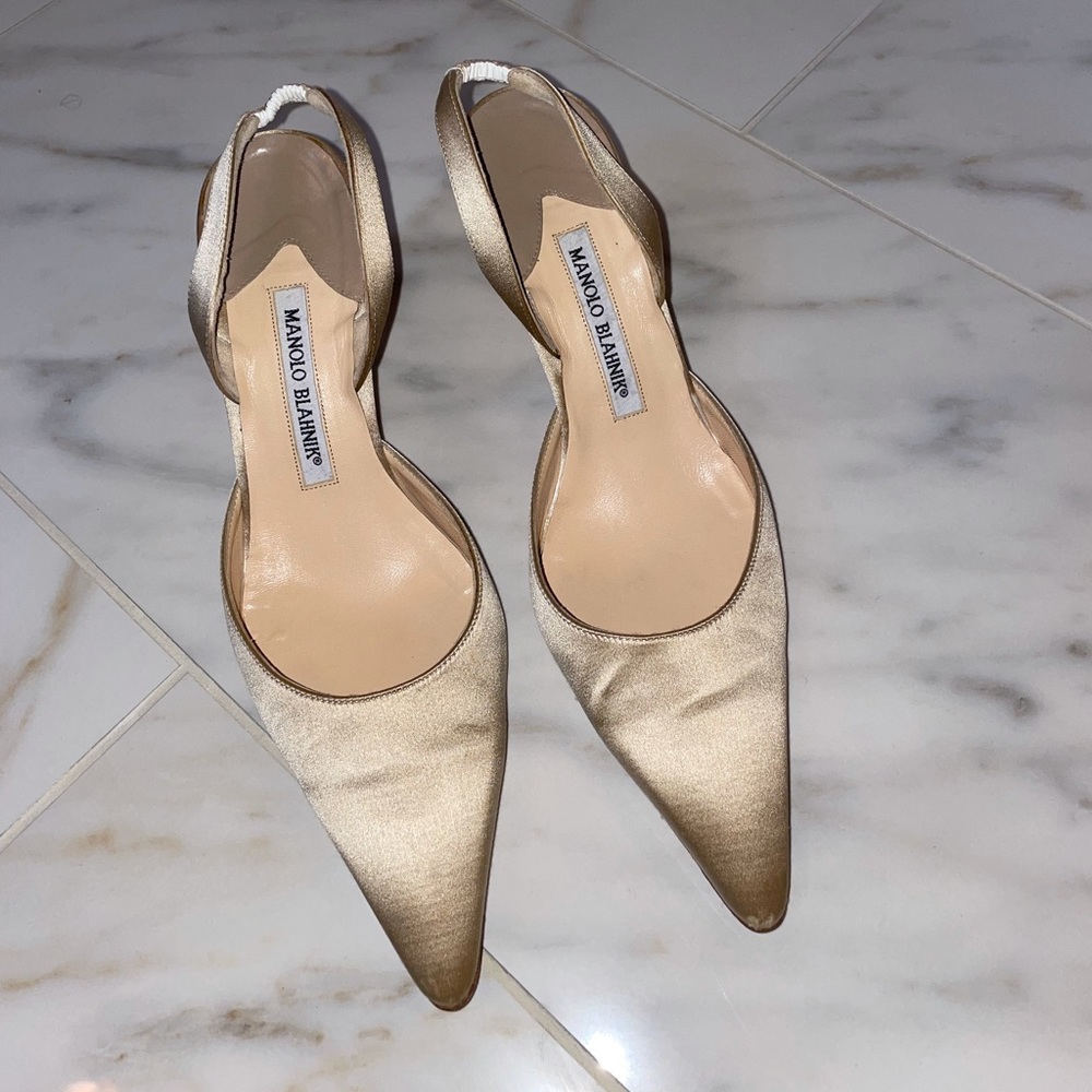 Manila Blahnik Satin Slingback Pumps